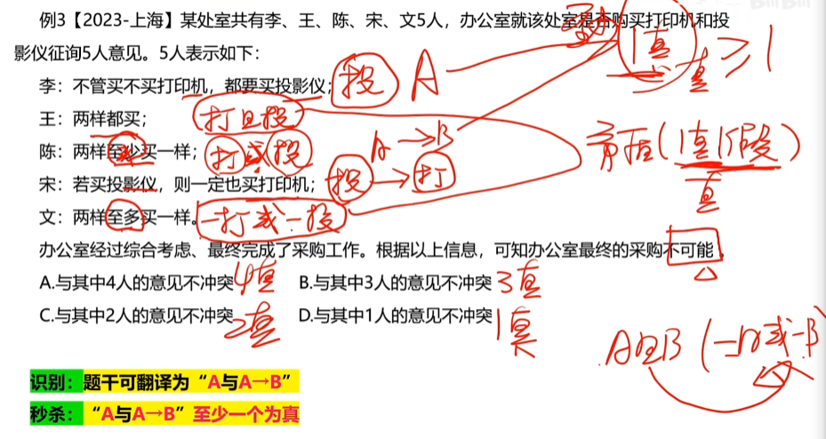 判断推理-A与A推B至少有一个为真2